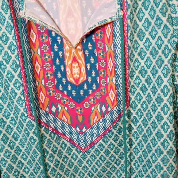 Urban Coco | Classic Bohemian Turquoise Print Dress XL - Picture 7 of 11